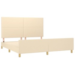 Cadre de lit sans matelas crème 180x200 cm tissu 