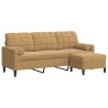 Canapé à 3 places avec repose-pieds Marron 180 cm Velours 