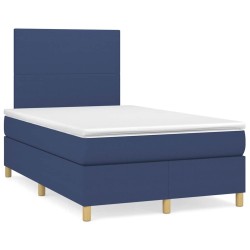 Sommier à lattes de lit avec matelas bleu 120x190 cm tissu 