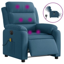 Fauteuil inclinable de massage électrique bleu velours 