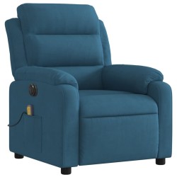 Fauteuil inclinable de massage électrique bleu velours 