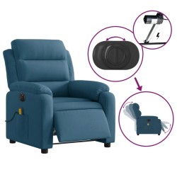 Fauteuil inclinable de massage électrique bleu velours 