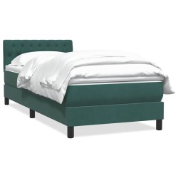 Sommier à lattes de lit et matelas vert foncé 80x220 cm velours 