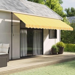 Tissu de remplacement de cantonnière d’auvent jaune blanc 4,5 m 