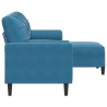 Canapé à 3 places avec repose-pieds Bleu 180 cm Velours 