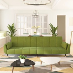 Canapé-lit à 2 places avec deux oreillers Vert clair Velours 