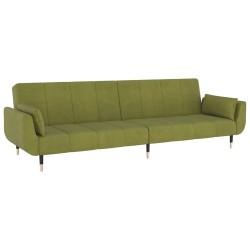 Canapé-lit à 2 places avec deux oreillers Vert clair Velours 