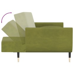 Canapé-lit à 2 places avec deux oreillers Vert clair Velours 