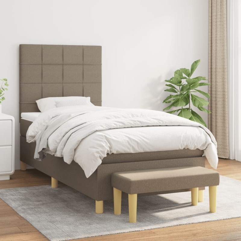Sommier à lattes de lit avec matelas Taupe 80x200 cm Tissu 