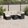 Salon de jardin 8 pcs avec coussins noir résine tressée 