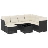 Salon de jardin 8 pcs avec coussins noir résine tressée 