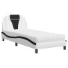 Lit avec matelas blanc et noir 90x200 cm similicuir 