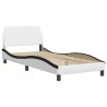 Lit avec matelas blanc et noir 90x200 cm similicuir 