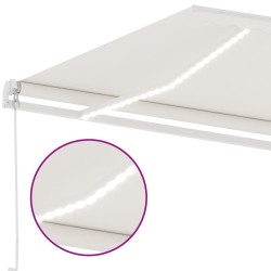 Auvent manuel rétractable avec LED 300x250 cm Crème 