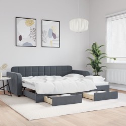Lit de jour avec gigogne et tiroirs sans matelas 90x190 cm 