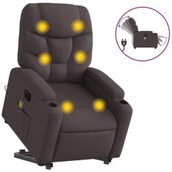 Fauteuil inclinable de massage électrique Marron foncé Tissu 