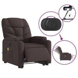 Fauteuil inclinable de massage électrique Marron foncé Tissu 