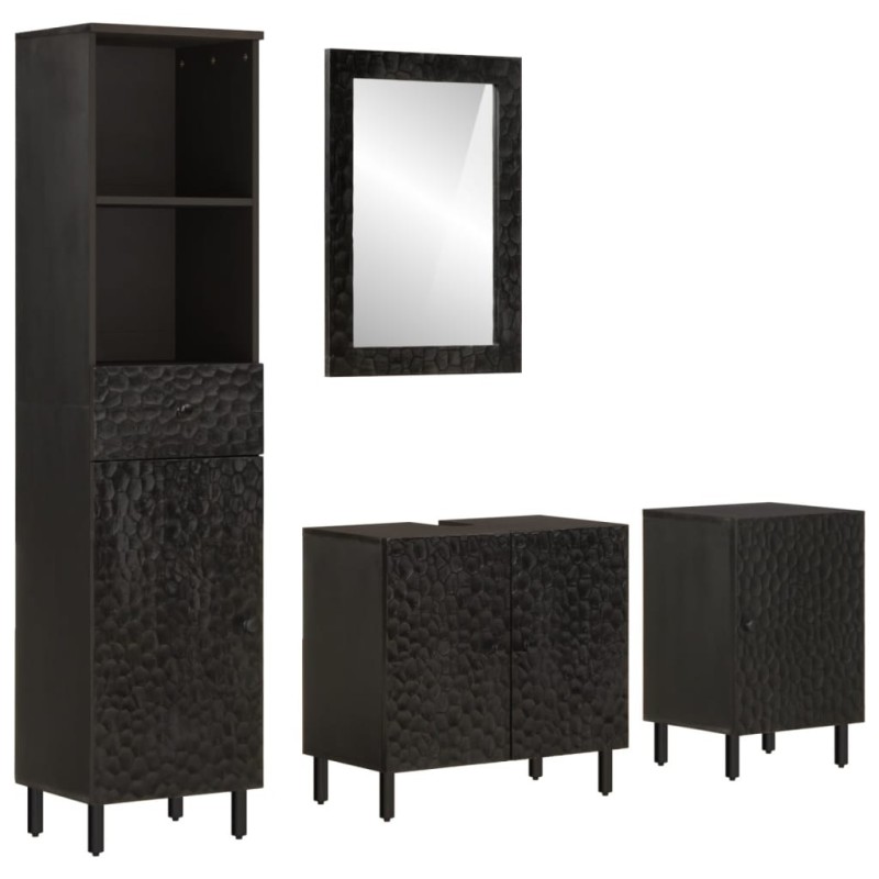 Ensemble d'armoires de salle de bain 4 pcs bois manguier massif Ensemble d'armoires de salle de bain 4 pcs bois manguier massif