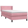 Sommier à lattes de lit avec matelas rose 90x220 cm velours 