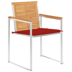Chaises de jardin avec coussins lot de 2 Teck solide et acier 