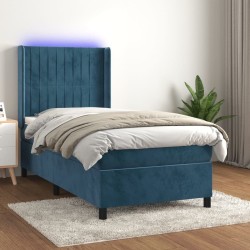 Sommier à lattes de lit matelas LED Bleu foncé 80x200cm Velours 