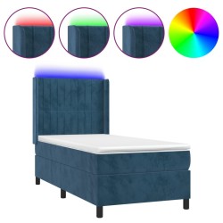 Sommier à lattes de lit matelas LED Bleu foncé 80x200cm Velours 