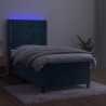 Sommier à lattes de lit matelas LED Bleu foncé 80x200cm Velours 