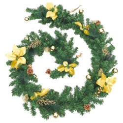 Guirlande de Noël avec lumières LED Vert 2,7 m PVC 