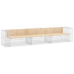 Banc de jardin design gabion 347x71x65,5 cm bois massif de pin 