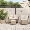 Salon de jardin avec coussins 5 pcs beige résine tressée 
