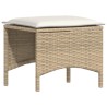 Salon de jardin avec coussins 5 pcs beige résine tressée 