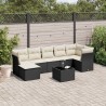 Salon de jardin 8 pcs avec coussins noir résine tressée 
