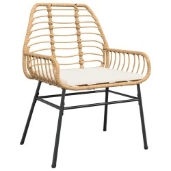 Ensemble à manger jardin coussins 5pcs marron poly rotin verre 