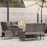 Salon de jardin 5 pcs avec coussins gris résine tressée 