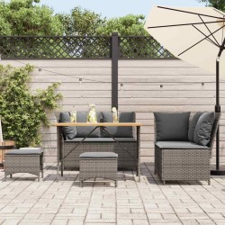 Salon de jardin 5 pcs avec coussins gris résine tressée 