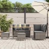 Salon de jardin 5 pcs avec coussins gris résine tressée 