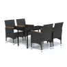 Ensemble à manger de jardin avec coussins 5 pcs Noir 