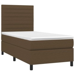 Sommier à lattes de lit et matelas et LED Marron foncé 90x190cm 