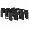 Ensemble à manger de jardin coussins 7pcs Noir Résine tressée 