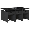 Ensemble à manger de jardin coussins 7pcs Noir Résine tressée 