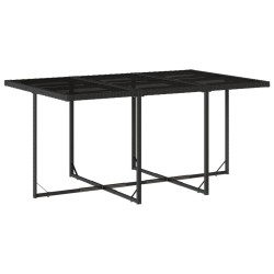 Ensemble à manger de jardin coussins 7pcs Noir Résine tressée 