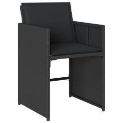 Ensemble à manger de jardin coussins 7pcs Noir Résine tressée 