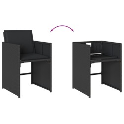 Ensemble à manger de jardin coussins 7pcs Noir Résine tressée 