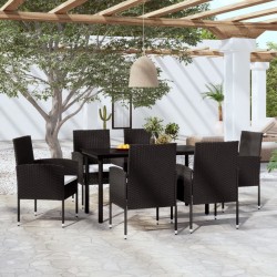 Ensemble à manger de jardin 7 pcs Noir 