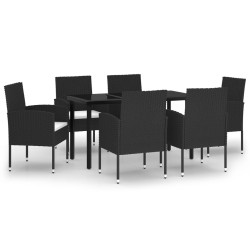 Ensemble à manger de jardin 7 pcs Noir 