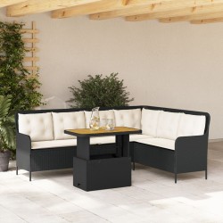 Canapés de jardin 2 pcs avec coussins Noir Résine tressée 