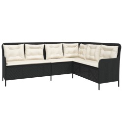 Canapés de jardin 2 pcs avec coussins Noir Résine tressée 