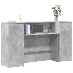 Bureau de réception gris béton 180x50x103,5cm bois d'ingénierie 