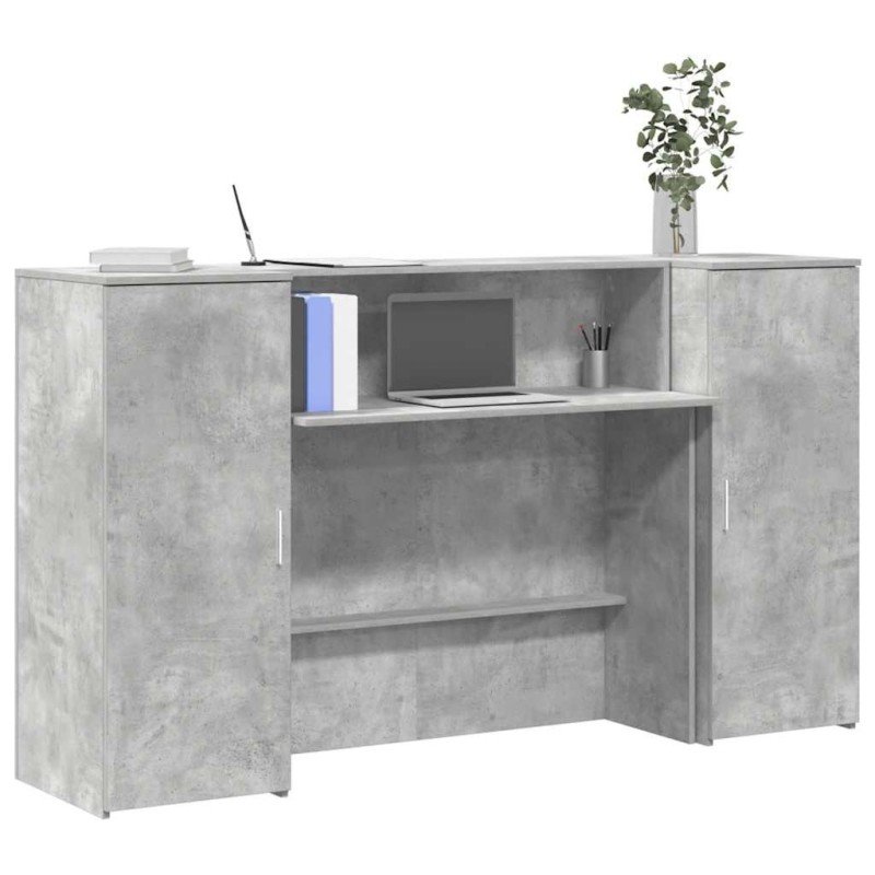 Bureau de réception gris béton 180x50x103,5cm bois d'ingénierie 