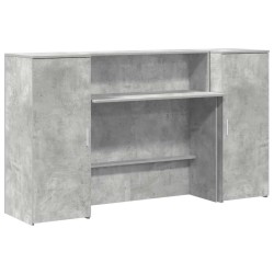 Bureau de réception gris béton 180x50x103,5cm bois d'ingénierie 